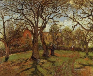  Primavera Lienzo - Castaños louveciennes primavera 1870 Camille Pissarro paisaje
